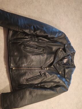 Classic Black Leather Biker Jacket - Men's